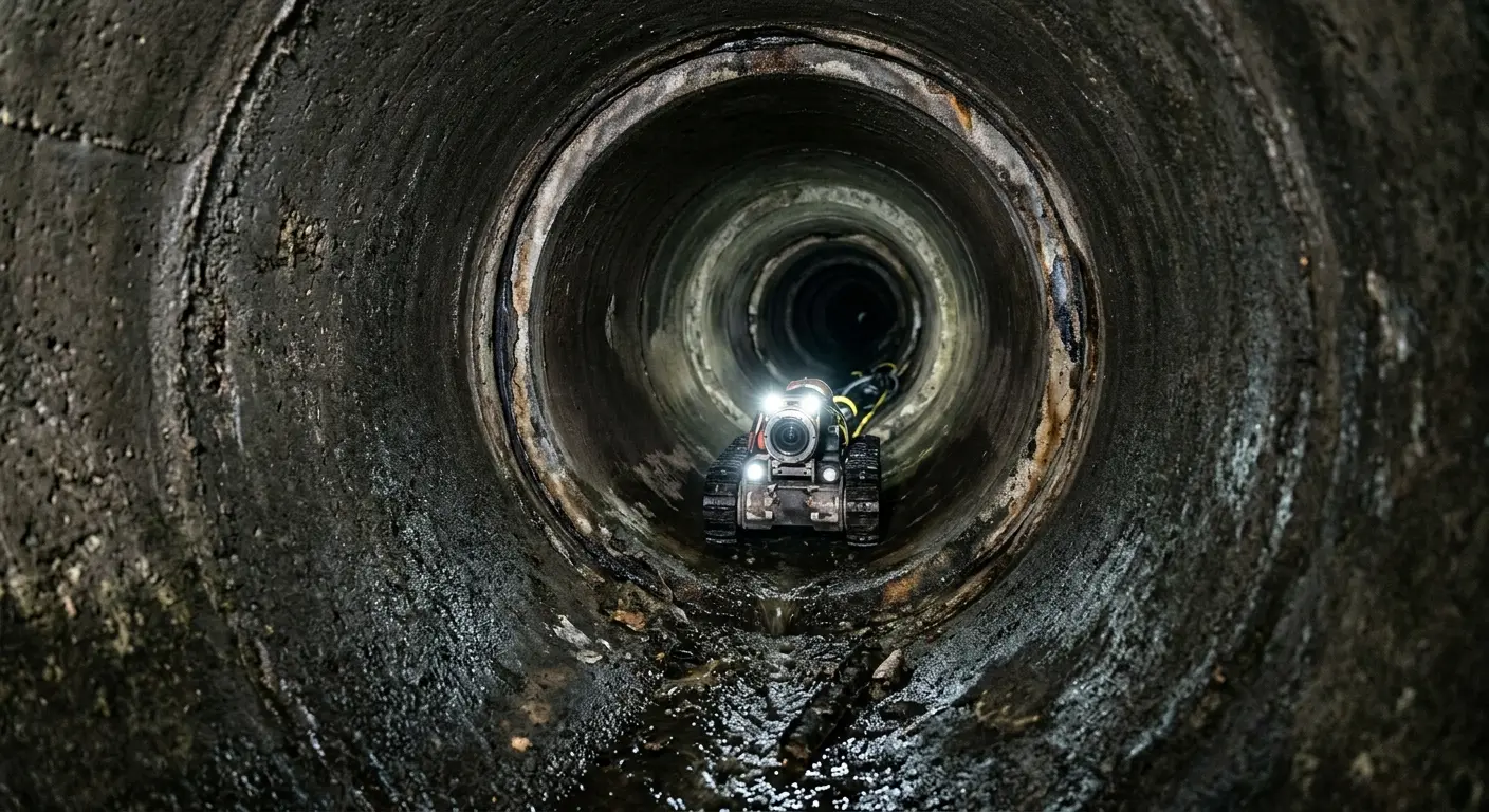 Robotic sewer camera inspecting pipe interior for Drain Snake Service in Brookshire